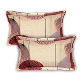 Kuber Industries Geometric Print Glace Cotton Double Bedsheet with 2 Pillow Covers (Cream & Brown) (KUBMART011367)